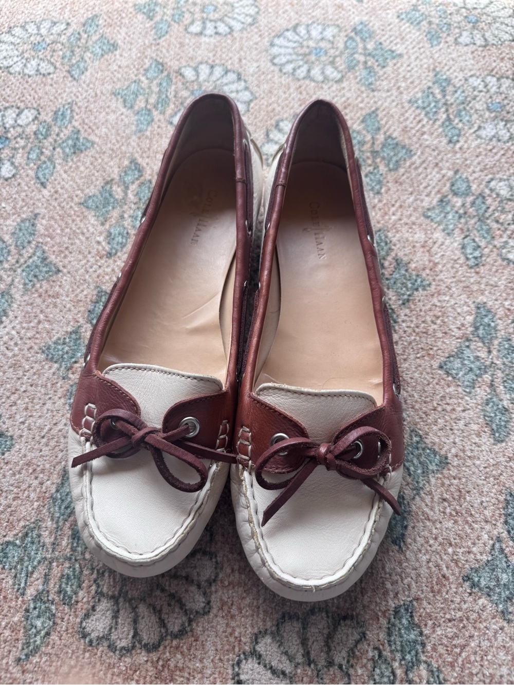 Cole Haan Women’s Tali Two-Tone Leather Boat Shoes - Brown & White